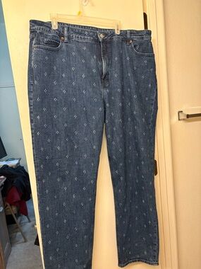 Plus size Old Navy Dark Blue Patterned Straight-Leg Jeans